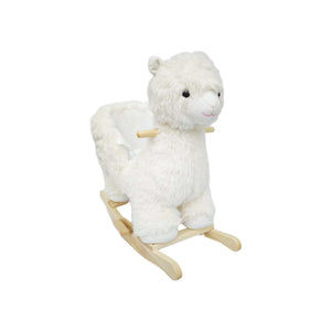 English Elm Kids Alpaca Plush Rocking Toy with Lullaby Sounds Jingle Bells and Safety Belt W3723P374144