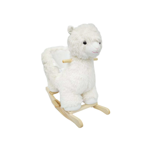 English Elm Kids Alpaca Plush Rocking Toy with Lullaby Sounds Jingle Bells and Safety Belt W3723P374144
