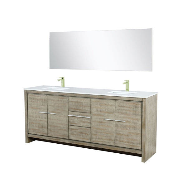 English Elm Rustic Acacia Double Bath Vanity Set With Cultured Marble Top & 70-Inch Mirror For Modern Charm B2731S01770-GIGA