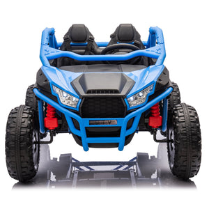 English Elm 24v Two Seater Kids Utv with Parental Remote Dual Motors Four Wheel Suspension Led Blue W1578P198432