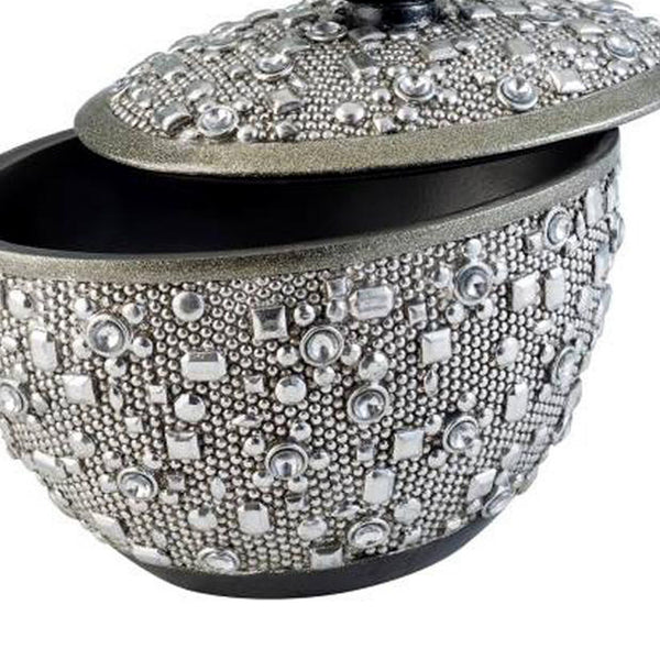 English Elm 8" Tall Polyresin Decorative Jewelry Box In Silver - Stylish Egg-Shaped Handle For Elegant Storage B072116361