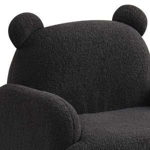 English Elm Sherpa Bear-Shaped Kids Armchair with Plush Sherpa Upholstery and Embellished Ears for Cozy Playtime Black B016P404101