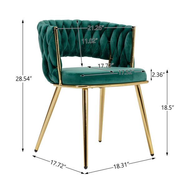 English Elm Hengming Velvet Wingback Dining Chairs with Gold Legs Mid-century Set of 2 W212P423103