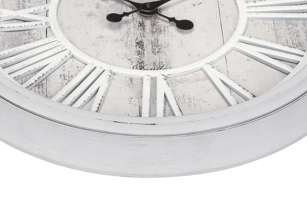 English Elm Clocks, 20" Round Wall Clock In Soft Grey – Elegant Quartz Movement, Rustic Charm For Any Room B2710P287076