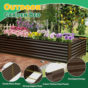 English Elm 8×4×1.5 Ft Galvanized Steel Raised Garden Bed Rust Proof Outdoor Metal Planter W1859P429566