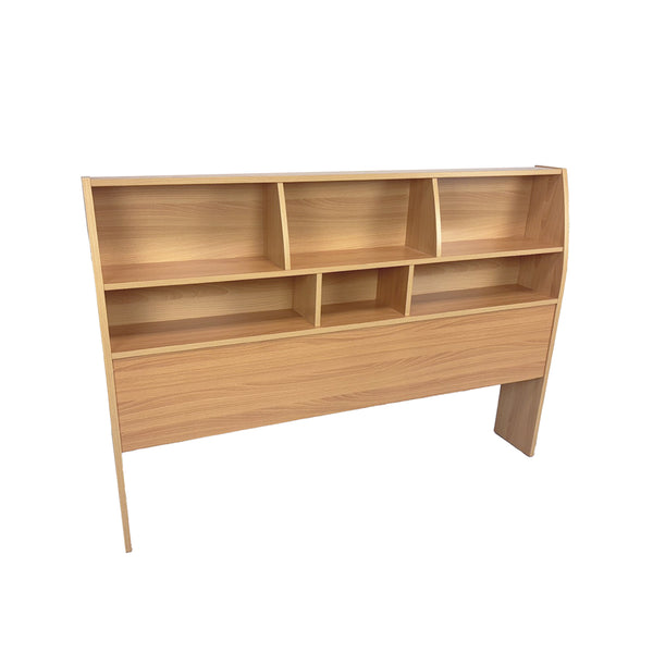 English Elm Bookcase Headboard Full Size Freestanding with Five Storage Cubbies in Warm Beech B107P428570