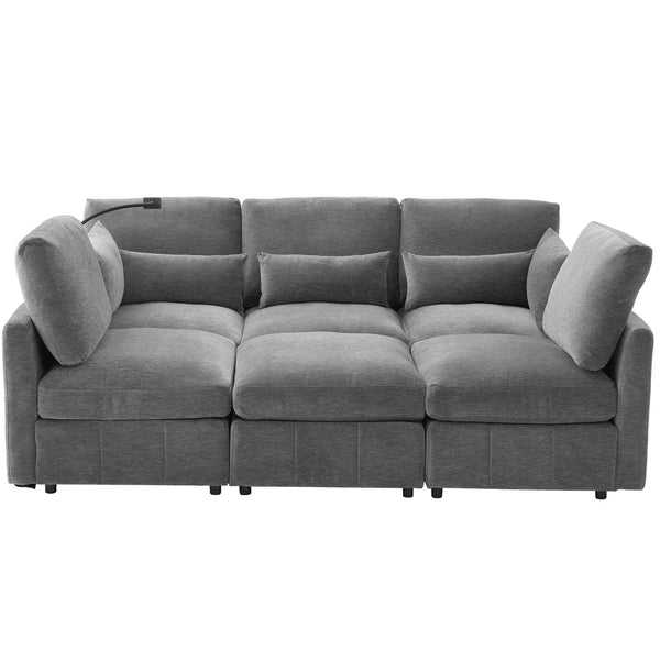 English Elm Modern Modular Sectional Sofa With Usb Ports & Movable Ottoman - L-Shaped, U-Shaped, Sofa Bed Comfort N719S002050E