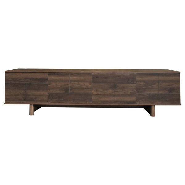English Elm 78 Inch Low Profile Media Console with Pine Legs Soft Close Doors for Living Room N710P429519Q
