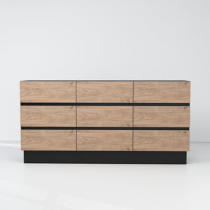 English Elm Modern Nine Drawer Wooden Dresser Wide Storage Chest for Bedroom or Entryway B2770P494900