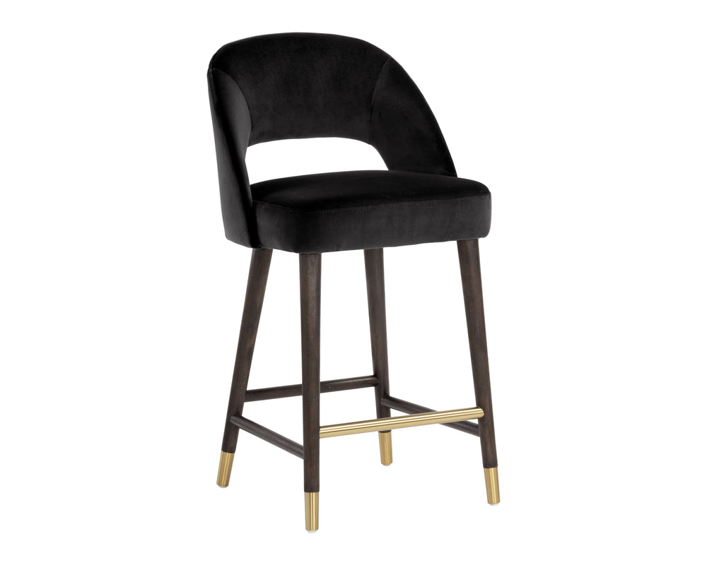 Sunpan Monae Counter Stool – Chic Barrel Back Design with Vintage Influence for Dining and Bar Spaces Abbington Black