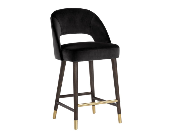 Sunpan Monae Counter Stool – Chic Barrel Back Design with Vintage Influence for Dining and Bar Spaces Abbington Black