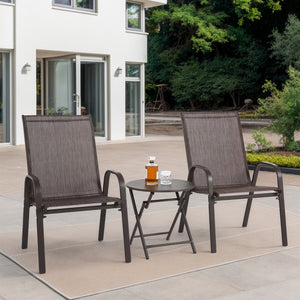 English Elm 3 Compact Patio Set with Breathable Textilene Chairs and Steel-Top Folding Table for Outdoor Use Brown W640P270192