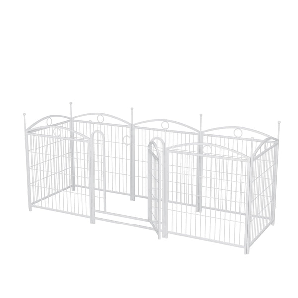 English Elm Dog Playpen 8 Panel Heavy Duty Iron Pet Fence Foldable Indoor Outdoor Exercise Pen White W368P234001
