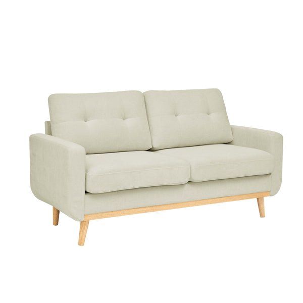 English Elm 67.7" Tufted Button Mid-century Loveseat with Splayed Wood Legs for Living Rooms Cream B355P428578