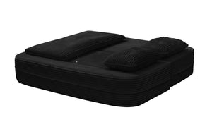 English Elm Multi Functional Sectional Sofa Bed Plush Corduroy Convertible 80" King Sleeper with Chaise, Deep Fluff Black W3219P339469