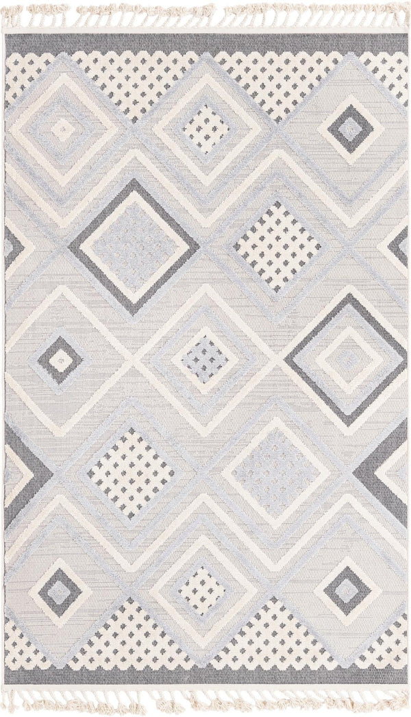 Unique Loom Arlo Hannah Machine Made Geometric Rug Sandy Beige, Gray/Beige/Black 5' 3" x 8' 0"