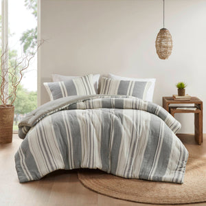 English Elm 3PCS Waffle Washed Comforter Set Full/Queen with Breathable 100% Cotton Face and Plush 270G Fill Grey 23.03 L x 21.46 W x 12.6 H B035P341114