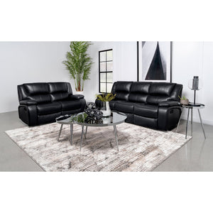 English Elm Elodie Black 2-Piece Reclining Sofa Set with Tufted Faux Leather, Pillowtop Arms & Plush Legrests B062S01113