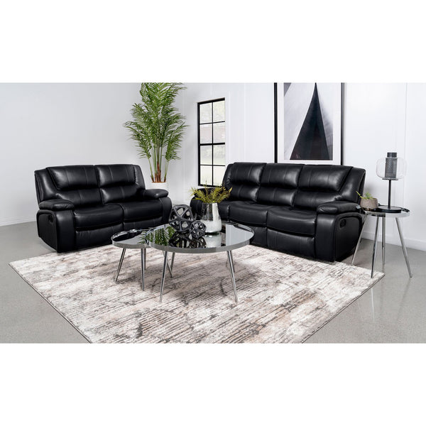 English Elm Elodie Black 2-Piece Reclining Sofa Set with Tufted Faux Leather, Pillowtop Arms & Plush Legrests B062S01113