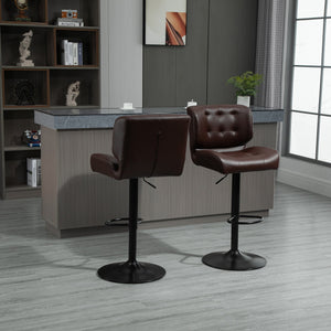 English Elm Homcom Adjustable Swivel Barstools Set of 2 Tufted Padded Seats Metal Base W2225P229256