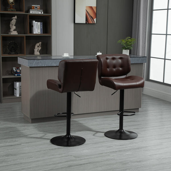 English Elm Homcom Adjustable Swivel Barstools Set of 2 Tufted Padded Seats Metal Base W2225P229256
