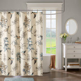 Madison Park Quincy Transitional Printed Cotton Shower Curtain MP70-4246 Khaki