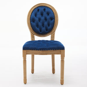 English Elm French Solid Wood Dining Chair with Velvet Upholstery, Nailhead Trim, High-Density Foam & Springs Blue W1143P195872