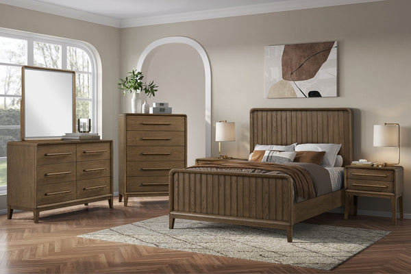 English Elm Small Chest with Five Smooth-Glide Drawers in Peppercorn Finish — Elm Veneer Durability & Modern Design Light Brown 38 L x 22.25 W x 49.5 H B2699P401427