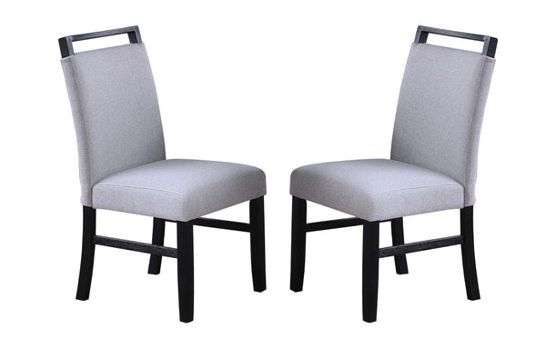 English Elm Contemporary Upholstered Dining Chairs Set of 2 with Sculpted Wooden Handle, Charcoal Fabric, 38"H B011P367203