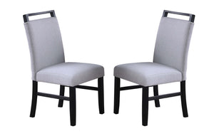 English Elm Modern Dining Table and 6 Side Chairs with Faux Marble Top, Sturdy Thick Legs, Sleek Contemporary Style Charcoal,White 17 L x 6 W x 42 H B011S01874