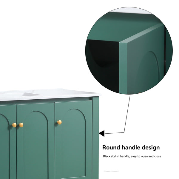 English Elm 48" Bathroom Vanity Cabinet Mdf Build Soft Close Doors Drawers Transitional Bath Green W3133P281663