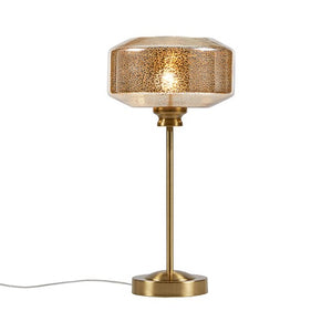 English Elm 17" Mercury Glass Table Lamp Gold - Elegant 17"H Glass Shade on Gold Iron Base, Sparkling Accent Light B035P264540