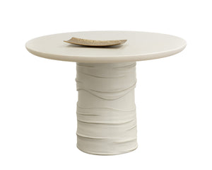 Sunpan Alanya Dining Table - Opulent Cream Concrete Design with Hand Painted Brass Accents for Elegance Round - 44W x 44D x 30H