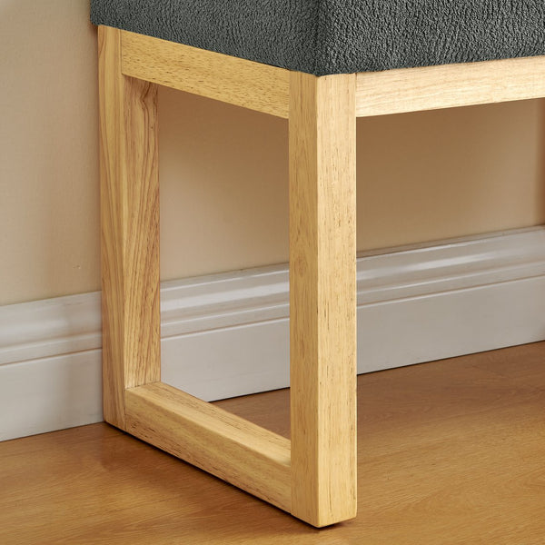 English Elm Shoe-changing Bench Solid Wood Frame Loop Yarn Cushion Compact Entryway Seat Dark Gray W487P384369