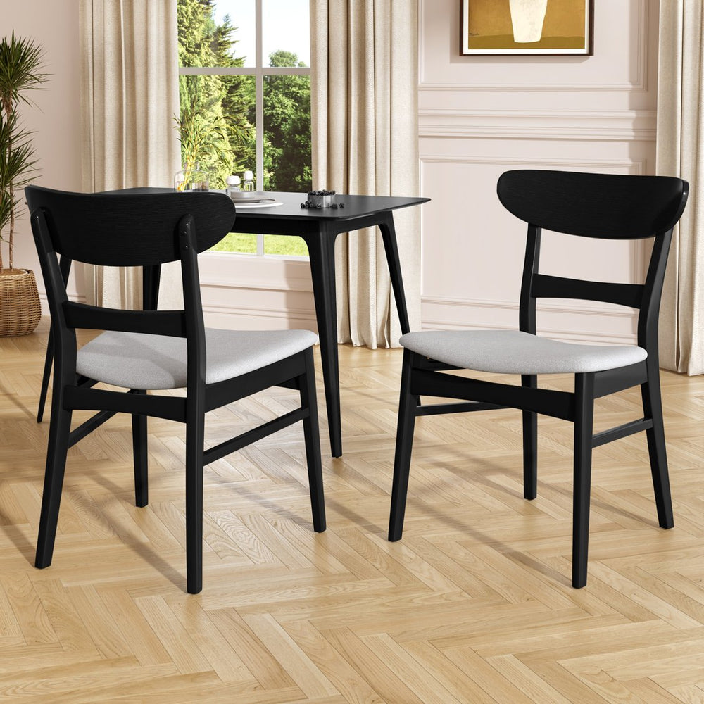 English Elm [video] Rubberwood Dining Chairs Set of 2 Upholstered Mid-century Seats for Modern Homes Light Grey 58915.00LGRY