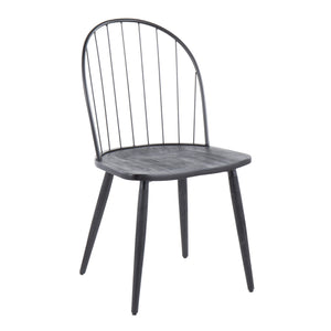 English Elm Dining Set with Black Metal Frames and Wood Seats for Industrial Loft Spaces B202S02202