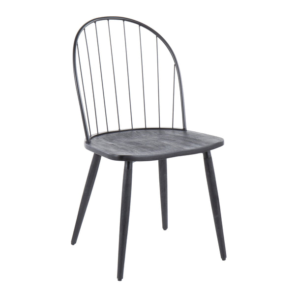 English Elm Dining Set with Black Metal Frames and Wood Seats for Industrial Loft Spaces B202S02202