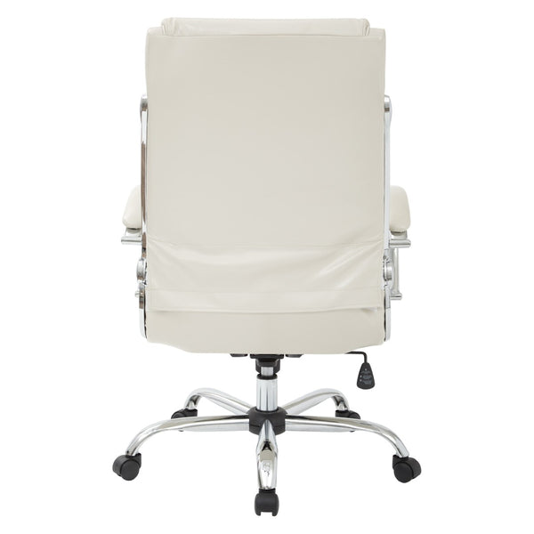 OSP Home Furnishings Executive Faux Leather Office Chair with Lumbar Support Chrome Accents and Padded Arms FL1327C-U28