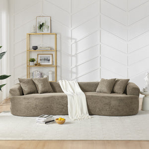 English Elm Modern Chenille Cloud Sectional Sofa Curved 4 Seat Living Room Couch Ready to Use Light Brown W1413S00133