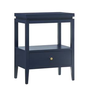 English Elm Olana Midnight Blue 1-Drawer Nightstand with Floating Top, Hidden Tray, Gold Pull & Spacious Shelf B050P376961