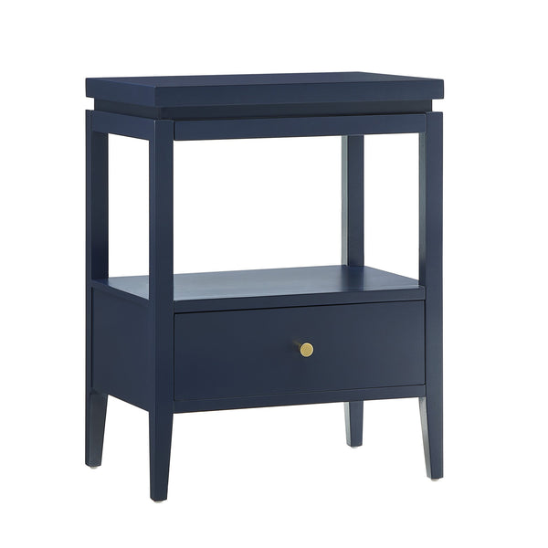English Elm Olana Midnight Blue 1-Drawer Nightstand with Floating Top, Hidden Tray, Gold Pull & Spacious Shelf B050P376961