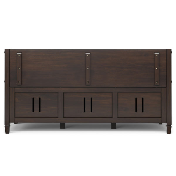 English Elm Connaught Wide Entryway Storage Bench - Handcrafted Dark Chestnut Wood With Spacious Storage & Seating B136P203417
