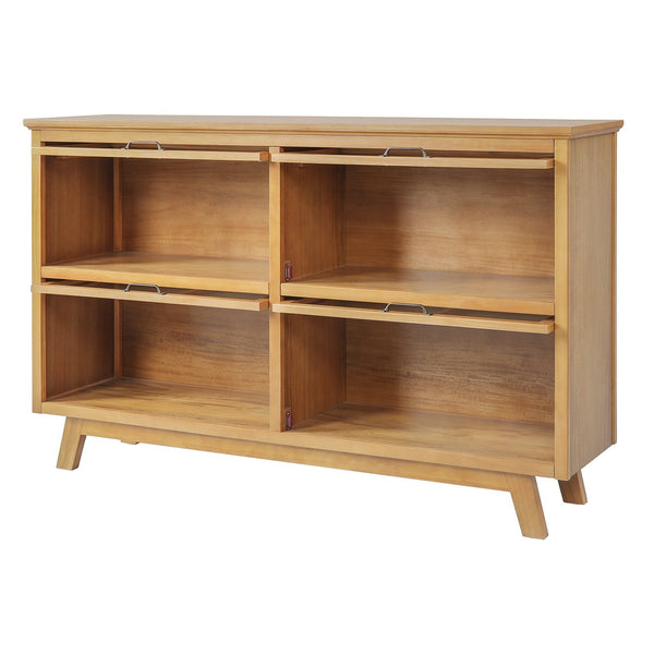 English Elm Modern Four Door Glass Front Display Cabinet Solid Wood Mid-century Living Room N758P412506N