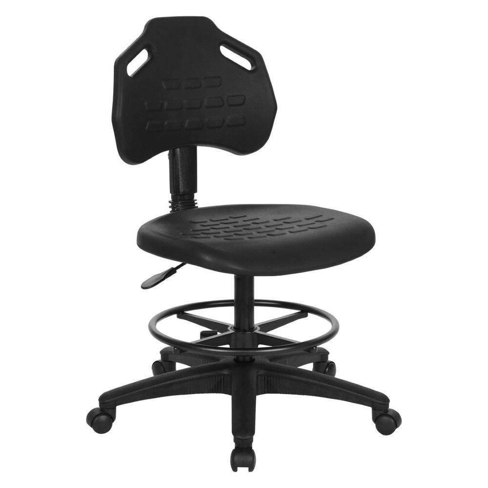 OSP Home Furnishings Vocation Drafting Chair Urethane Seat Pneumatic Height Adjustable with Footrest for Labs KH81375MX