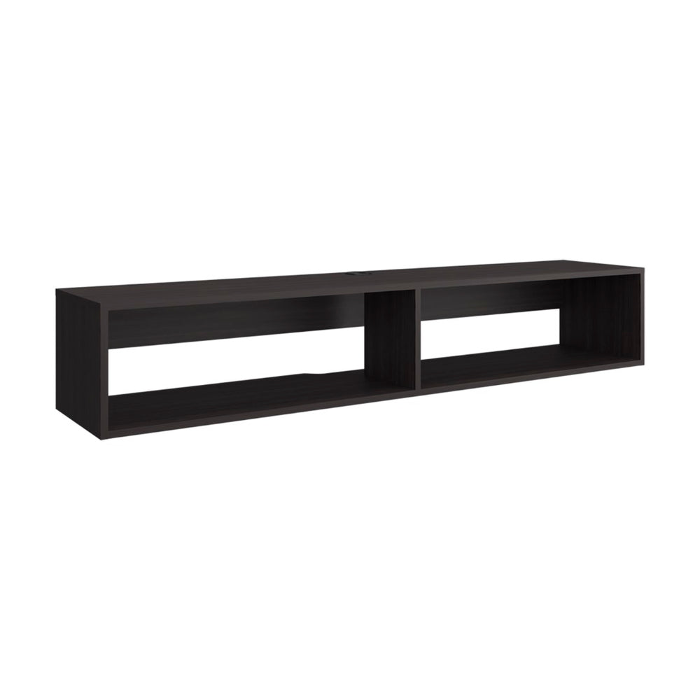 English Elm Tv Stand With 2 Open Shelves - Modern Black Wenge Design For Stylish Storage & Compact Living Spaces B097P296827-GIGA