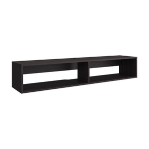 English Elm Tv Stand With 2 Open Shelves - Modern Black Wenge Design For Stylish Storage & Compact Living Spaces B097P296827-GIGA