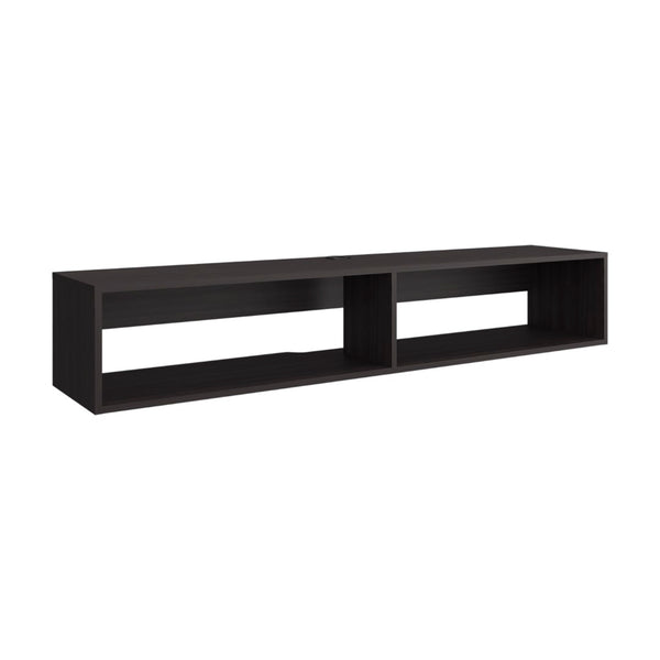 English Elm Tv Stand With 2 Open Shelves - Modern Black Wenge Design For Stylish Storage & Compact Living Spaces B097P296827-GIGA