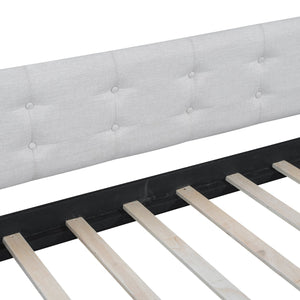 English Elm Full Size Linen Tufted Daybed with Pine Frame for Living or Guest Room Beige DL001825AAK-1
