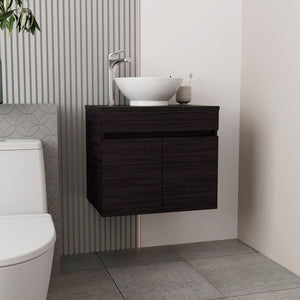 English Elm Vessel Manchester Vanity with Vessel Sink, 2 Drawers & Open Shelf in Black for Stylish Storage B070P316869