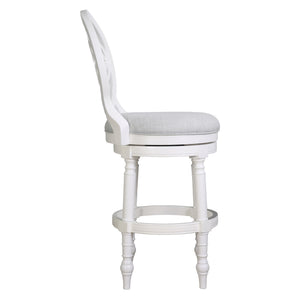 English Elm 26" Solid Wood Swivel Counterstool High Back Faux Leather Seat for Kitchen Island White B2751P436473